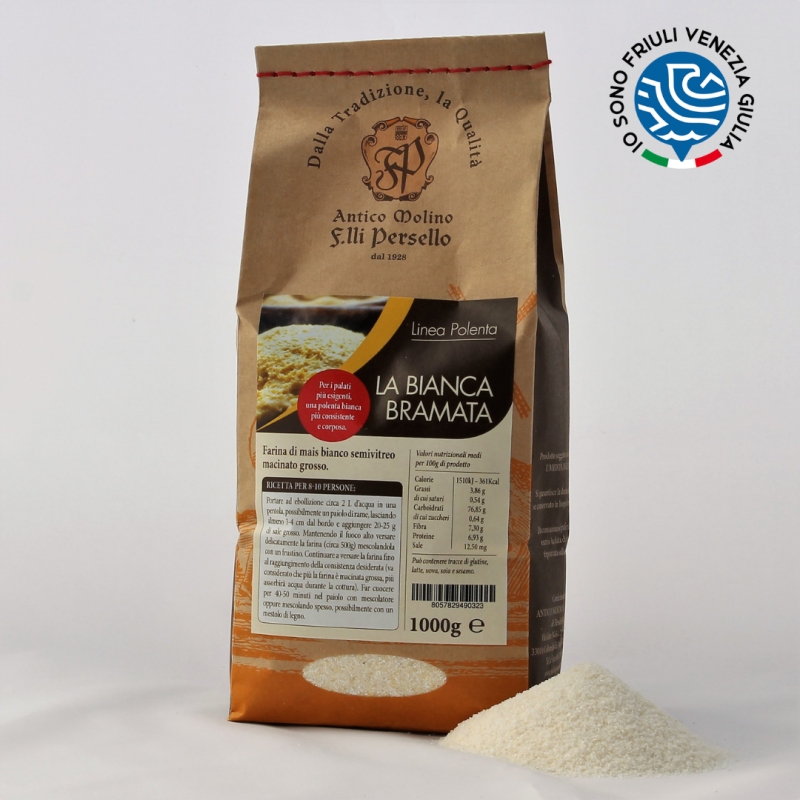 Farina di mais bianco per polenta - "La Bianca Bramata" 2pz da 750g-  Molino Persello