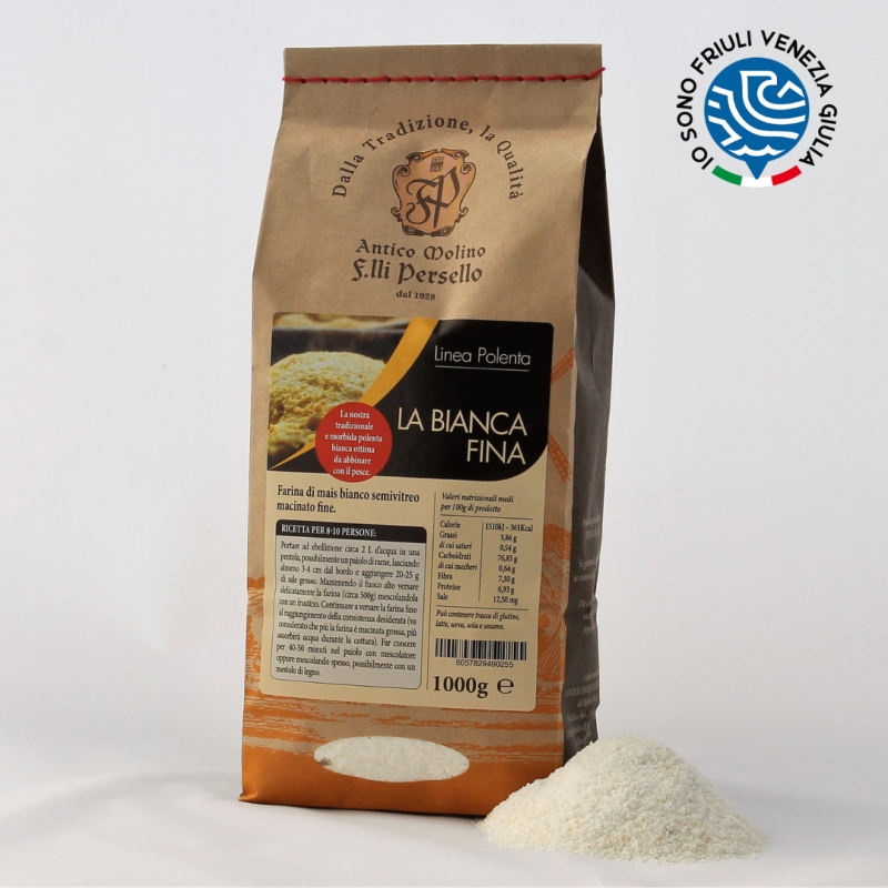 Farina di mais bianco per polenta - "La Bianca Fina" 2pz da 750g -  Molino Persello