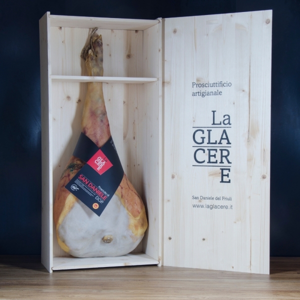 Prosciutto San Daniele DOP con osso in scatola di legno - La Glacere-Bottega del Friuli