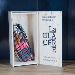 Half San Daniele DOP ham in wooden box - La Glacere