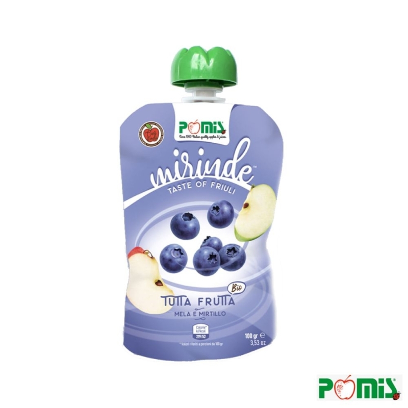 Mirinde di Mela e Mirtillo - Frullati di Mela alla frutta - Confezione da 12 - Pomis-Bottega del Friuli