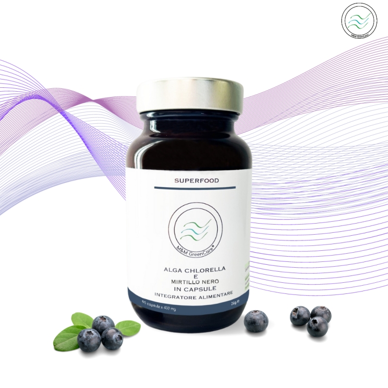 Chlorella Algae and Blueberry in capsules - M&M GreenCare