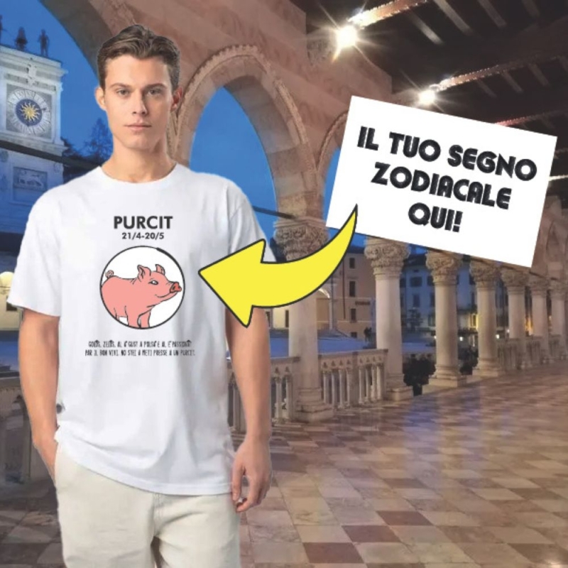 T-shirt con segno Zodiacale Friulano - Friul Gadget - Gadget friulani - Bottega del Friuli