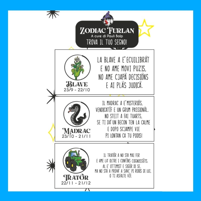 T-shirt con segno Zodiacale Friulano - Friul Gadget - Gadget friulani - Bottega del Friuli